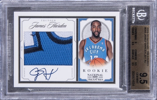 2009-10 National Treasures #203 James Harden Signed Rookie Patch Card (#36/99) – BGS GEM MINT 9.5/BGS 10